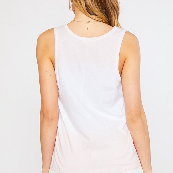 MITTOSHOP PINK & WHITE OMBRE  Scoop Neck Tank Top, Minimalist Basic Summer - Picture 4 of 5